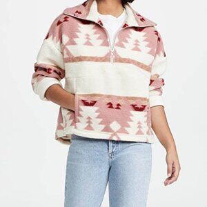 XíRENA Ansel Half-Zip Fleece Pullover in Pink Tribal Print – Size Large